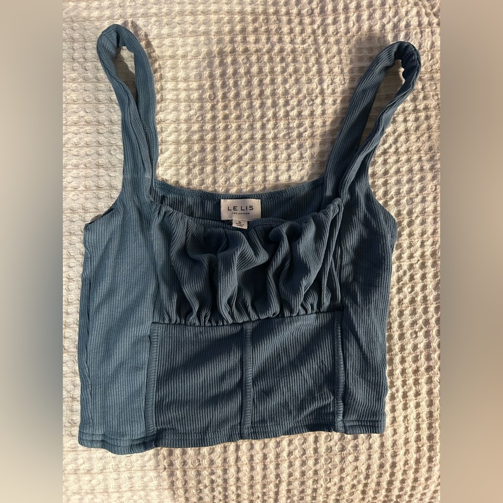 Le Lis Teal Ribbed Tank Top